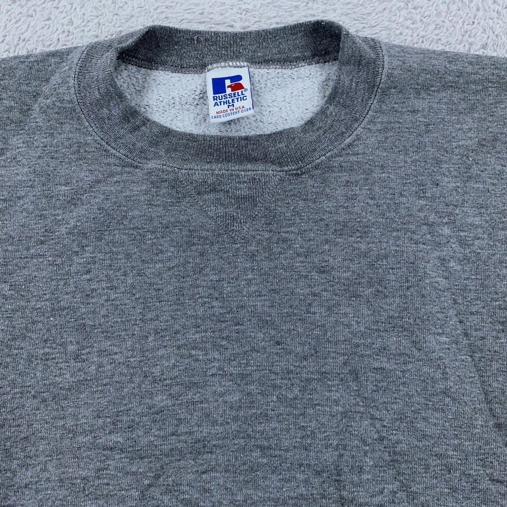 Vintage Rayon Tri-Blend‎ Russell Athletic Sweatshirt Mens XS Blank Gray Crewneck